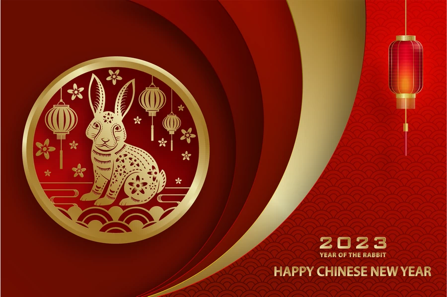 2023兔年中国风新年春节剪纸风节日宣传插画海报背景展板AI素材【116】
